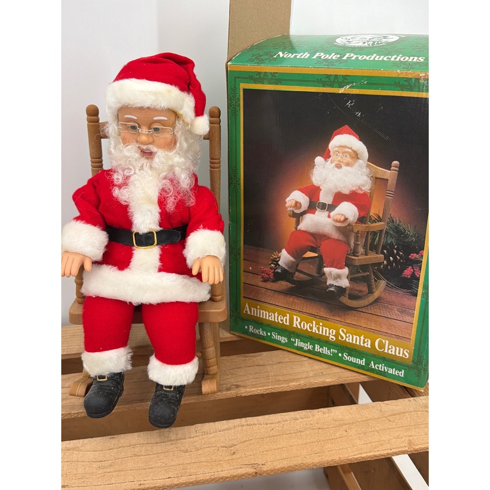 North Pole Productions Decor Only Rocking Santa Claus Jingle Bells READ